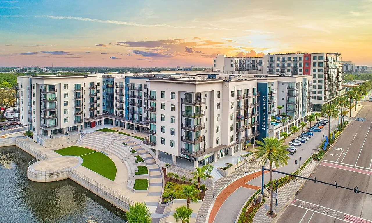 220 Riverside — Urban multi-family electrical with amenity-center systems and structured cabling